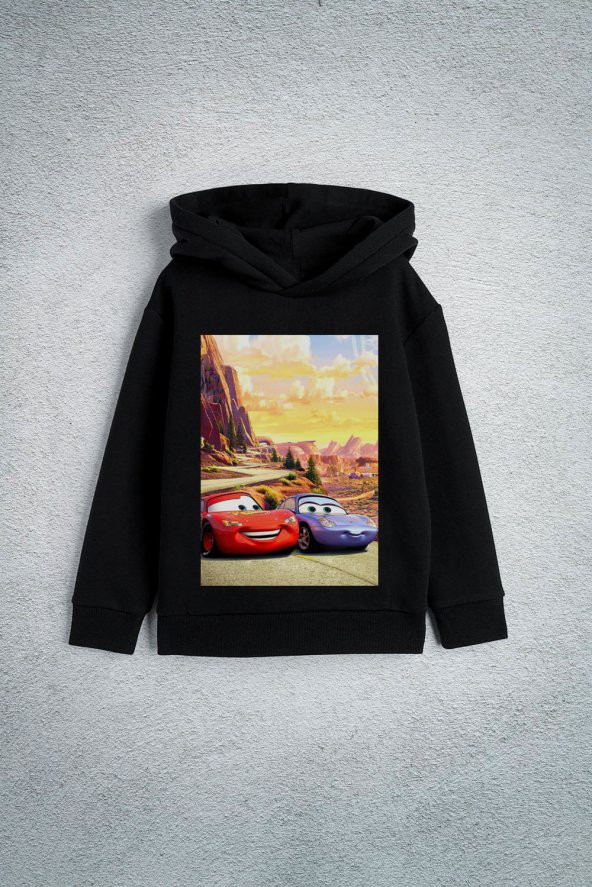 Şimşek McQueen Özel Tasarım Baskılı Çocuk Kapşonlu Sweatshirt Hoodie