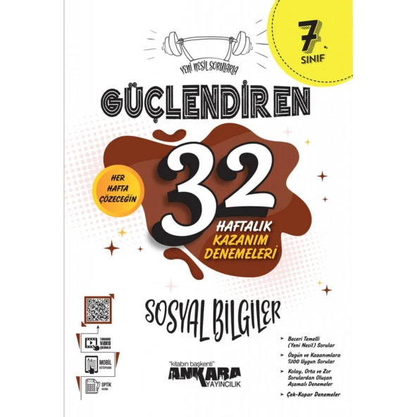 Ankara 7. Sınıf Güçlendiren 32 Haftalık Sosyal Bilgiler Kazanım Denemeleri