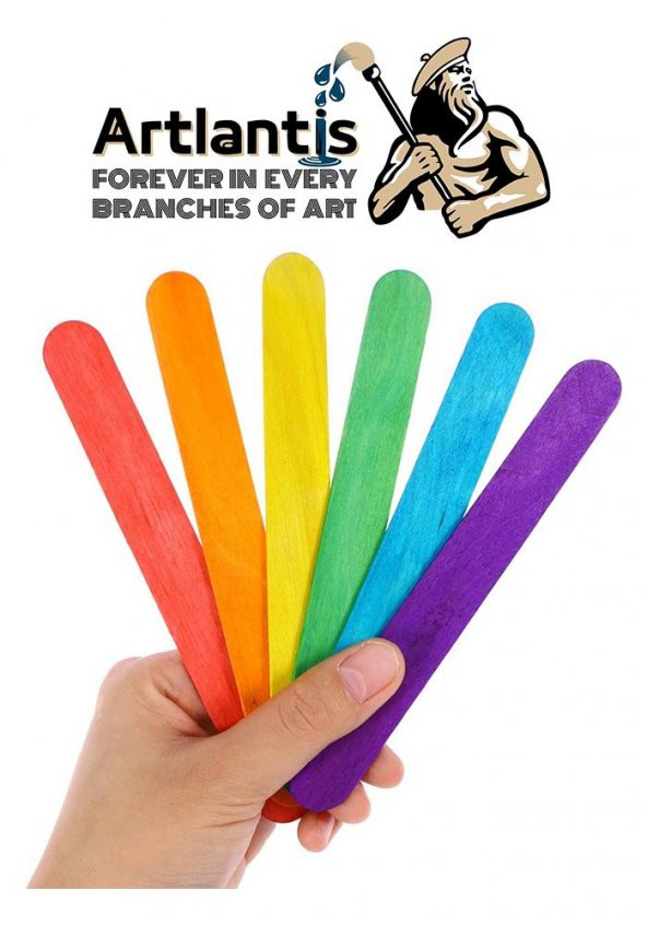 Renkli Dil Çubuğu 50 li 1 Paket Ahşap Dil Basma Cubugu Abeslang Renkli Doktor Dil Çubuğu Büyük Jumbo - 4