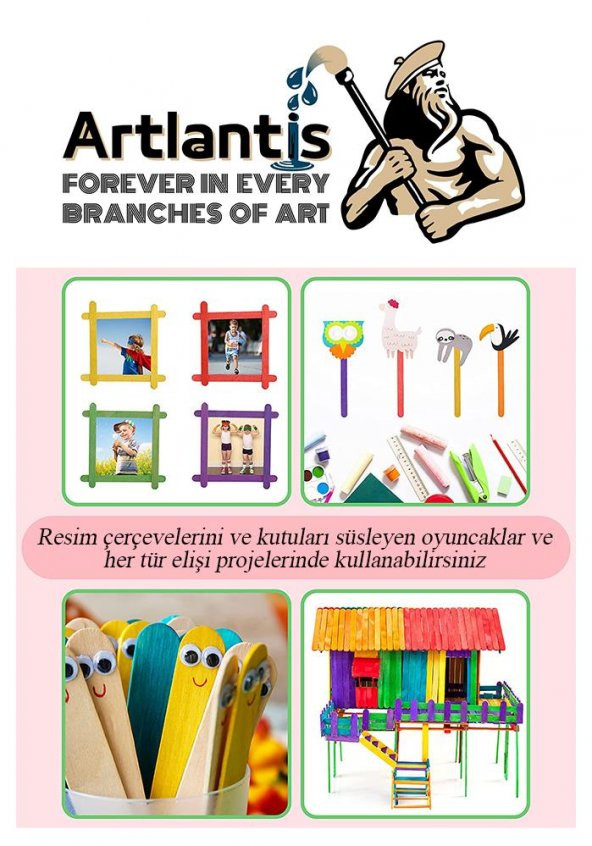 Renkli Dil Çubuğu 200 lü 1 Paket Ahşap Dil Basma Cubugu Abeslang Renkli Doktor Dil Çubuğu Büyük Jumbo - 3