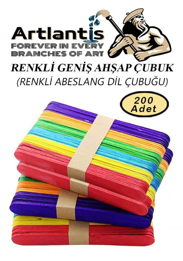 Renkli Dil Çubuğu 200 lü 1 Paket Ahşap Dil Basma Cubugu Abeslang Renkli Doktor Dil Çubuğu Büyük Jumbo