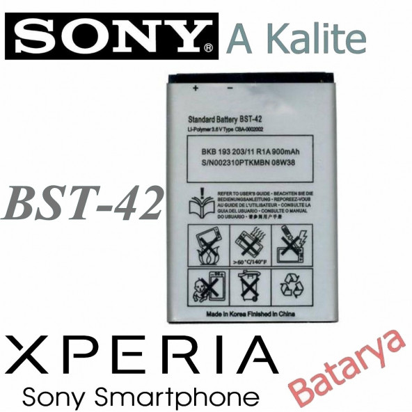 Sony BST-42 Batarya Sony Ericsson J132 J132i Uyumlu Yedek Batarya
