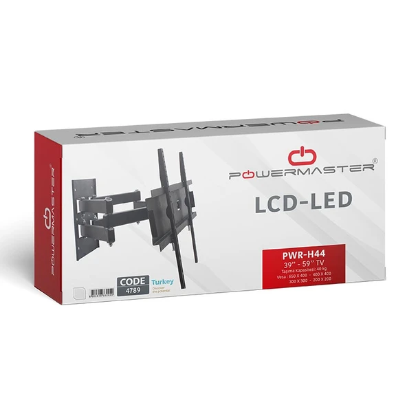 Powermaster 39-55 İnç Çift Kollu Kilitli Hareketli Lcd Led Tv Monitör Duvar Askı Aparatı 98-140 Ekran Uyumlu - 4