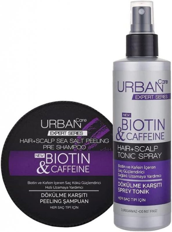 Urban Care Expert Biotin & Kafein Peeling Şampuan 200 ml ve Sprey Tonik 200ml