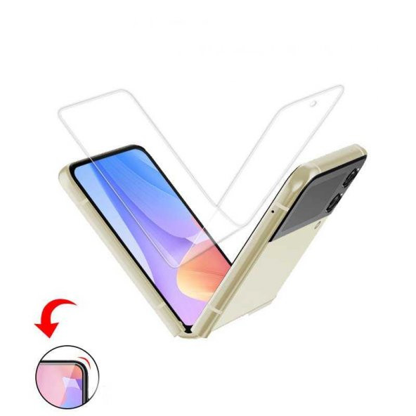 Samsung Galaxy Z Flip 3 Full Ekran Nano Ön Arka Koruyucu Narr TPU - 6