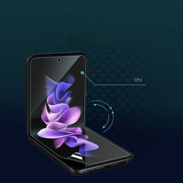 Samsung Galaxy Z Flip 3 Full Ekran Nano Ön Arka Koruyucu Narr TPU - 7