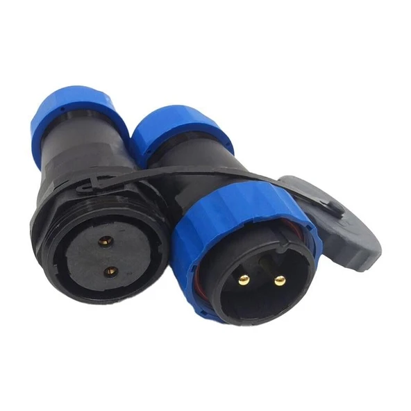 SD28 SU GEÇİRMEZ 28 MM 2 PİN ERKEK-DİŞİ DÜZ KABLO KONNEKTÖR - 7