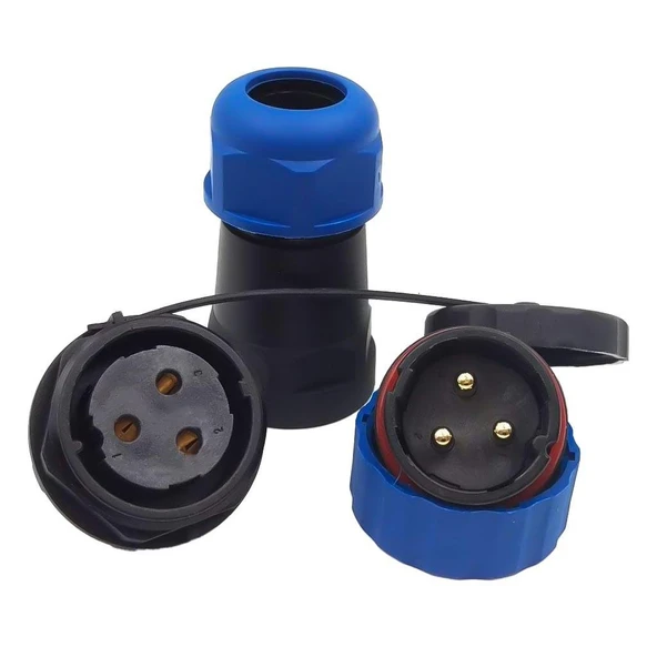 SD28 SU GEÇİRMEZ 3 PİN ERKEK-DİŞİ YUVARLAK 28 MM KONNEKTÖR - Resim 8