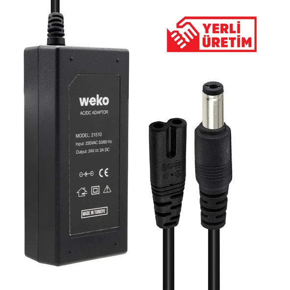 Ayt Weko 24 Volt 2 Amper 48 Watt Plastik Kasa Masaüstü Adaptör 5.5x2.5 Uçlu - Resim 2