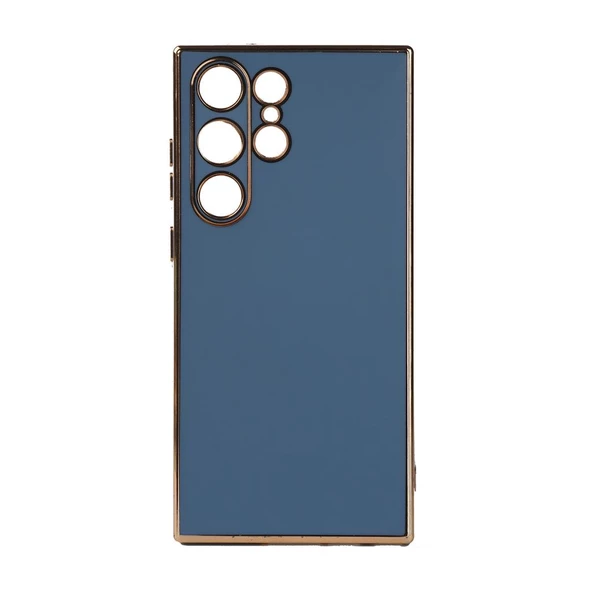Samsung Galaxy S23 Ultra Kılıf Köşeli Altın Model Kapak