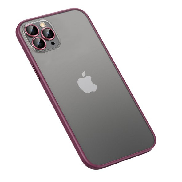 Apple iPhone 14 Pro Kılıf Kamera Lensli Kenar Renkli Şeffaf Kapak
