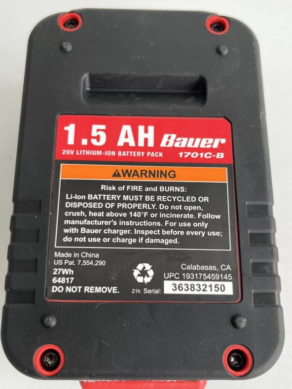 Bauer 20V 1.5Ah Li-ion Akü 1701C-B (Kutusuz) - 6