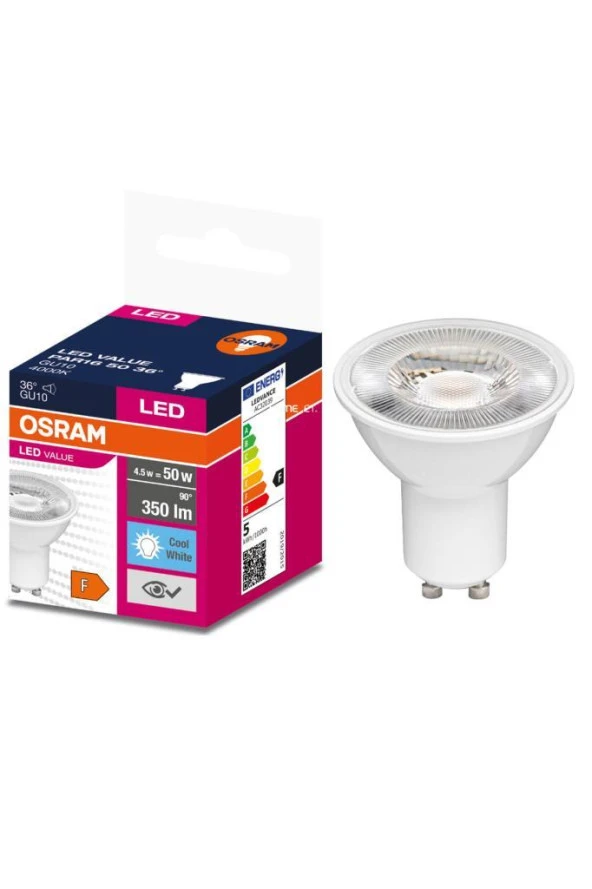 Osram Ledvalue 4,5-5W (50W) Led Spot Ampul Gu10 Gün Işığı 4000K