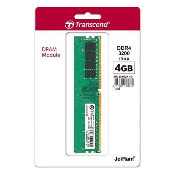 Transcend 4GB JM DDR4 3200 U-DIMM 1Rx8 512Mx8 CL22 1.2V - 2