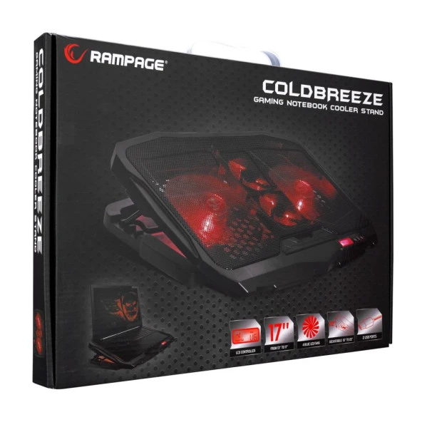 Addison Rampage Ad-Rc4 Siyah 2-125 Mm+2-70Mm Işıklı Fan 15"-17" Notebook Soğutucu Stand - 4