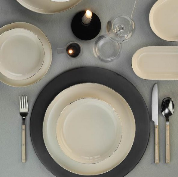 Kütahya Porselen Bone Moderna 26 Prç 6 Kişilik Yemek Takımı Platin File - 2