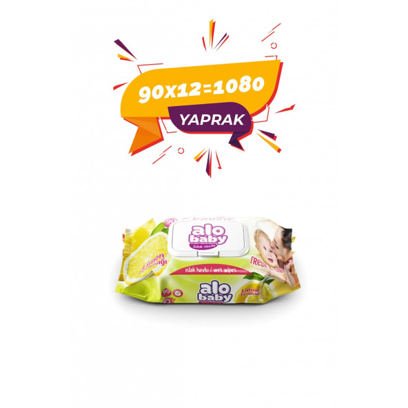 Alobaby Limon Kokulu Islak Havlu 90lı - 12 X 90lı - 1080 ADET