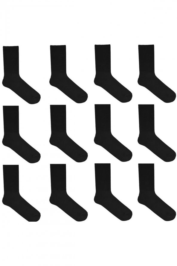 Askeri Malzeme 12 Çift Likralı Siyah Renk Asker Çorabı