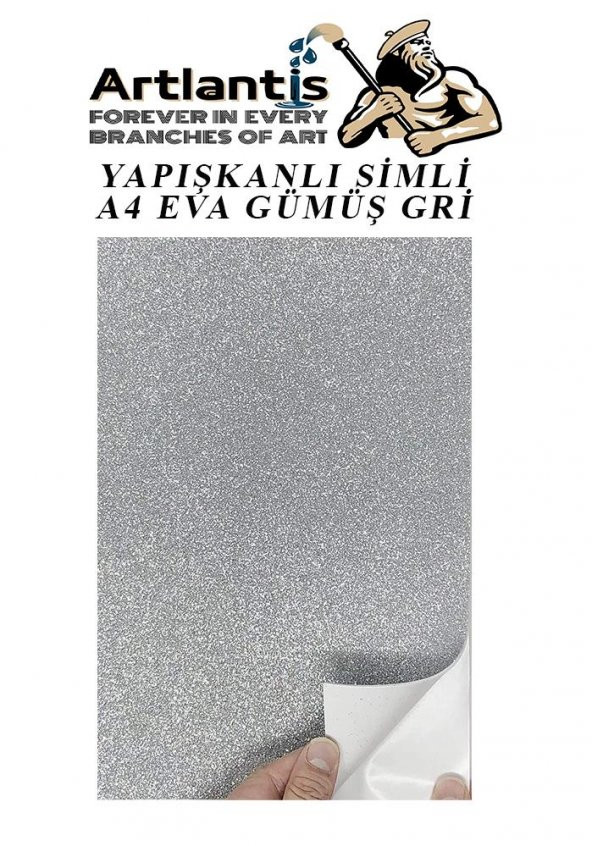 Yapışkanlı Simli Eva Gümüş A4 20x30 5 Adet 1 Paket Hobi Okul Öncesi Kreş Anasınıfı Eva Yapışkanlı Simli 20*30 - 2