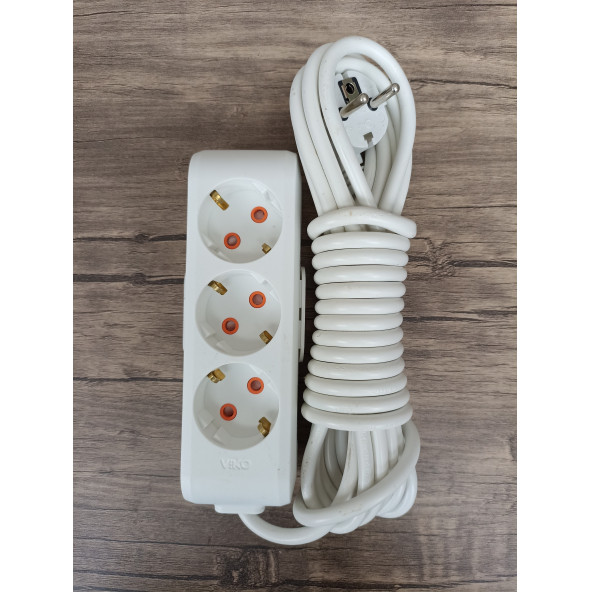Viko 3'lü 10 Metre Çoklu Grup Priz Topraklı Çocuk Korumalı ( Beyaz) - 2