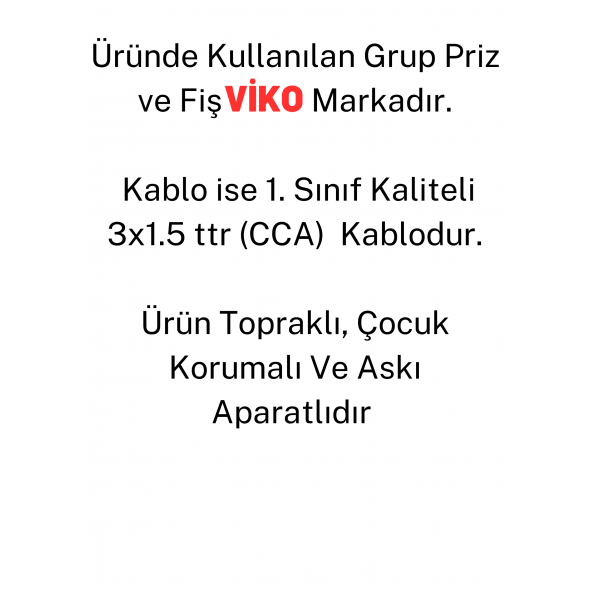 Viko 3'lü 10 Metre Çoklu Grup Priz Topraklı Çocuk Korumalı ( Beyaz) - 4