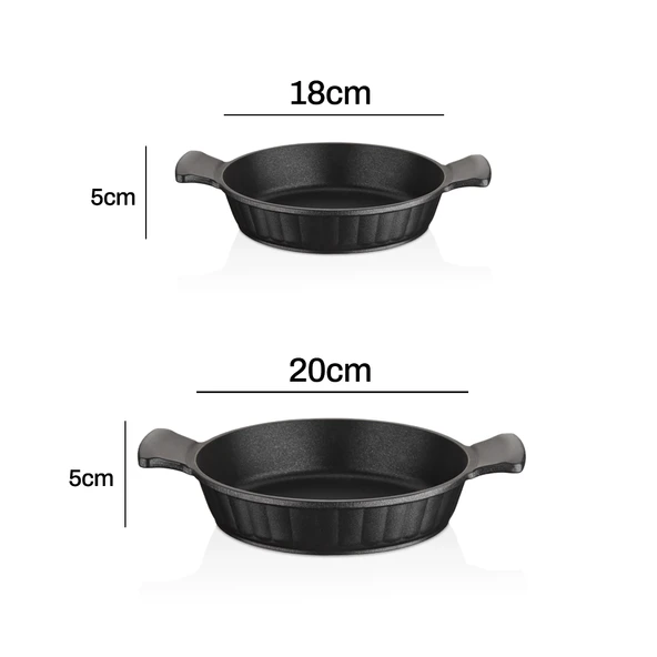 Kuvars 2 Parça Döküm Titanyum Kaplama Sahan Seti 20-22 cm - Resim 5