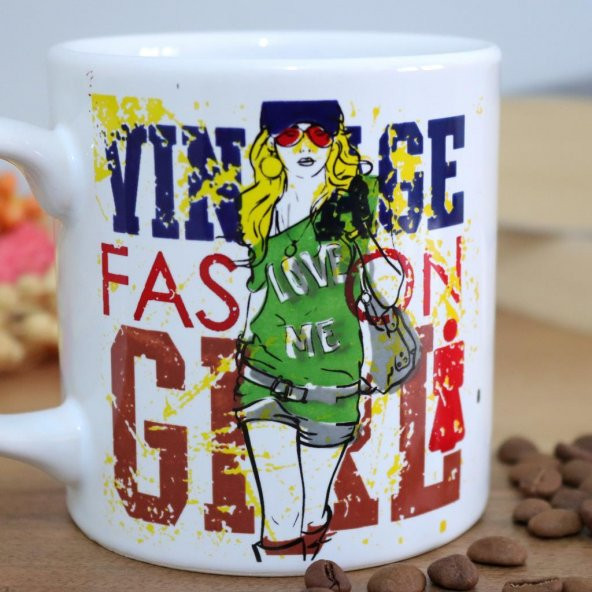 Veraart Vintage Fashion Girl Beyaz Silindir Kupa - 2