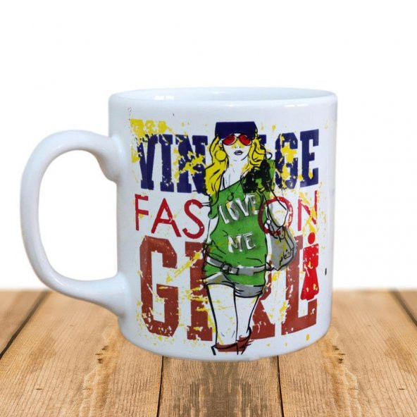 Veraart Vintage Fashion Girl Beyaz Silindir Kupa - 4