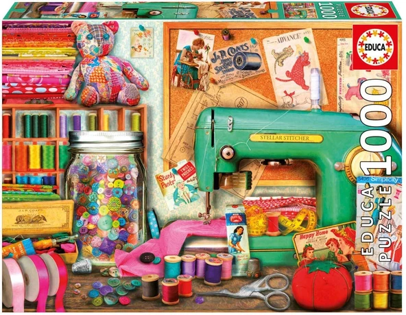 Educa 1000 Parça Yapboz Sewing Corner Educa Puzzle Yapıştırıcısı Dahil