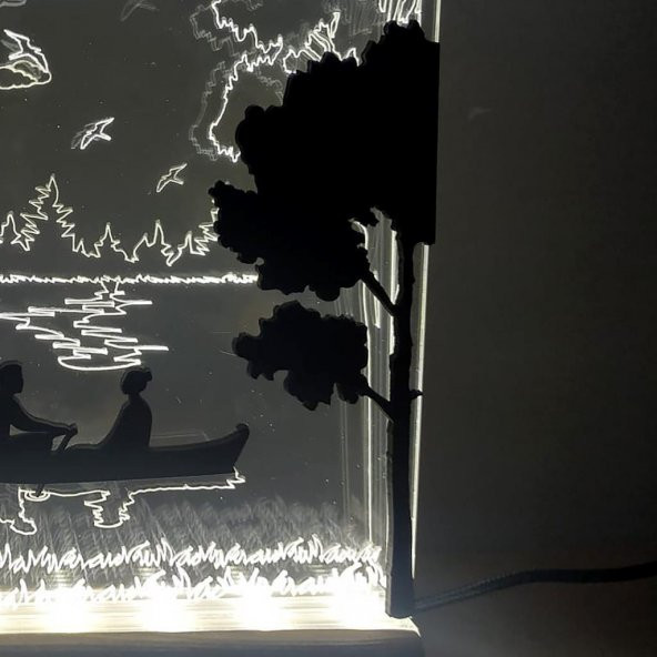Veraart 3 Katmanlı Sandaldaki Sevgililer Pleksi Kişiye Özel Gece Lambası - 4
