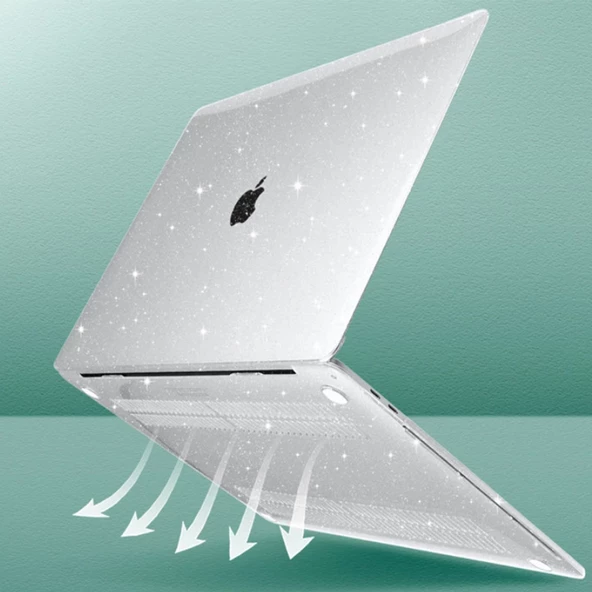 Macbook Pro Kılıf 16inç M1-M2-M3-M4 Simli Kristal Star (Touchbarsız 16.2" Pro) A2485 A2780 A2991 A3403 A3186 ile Uyumlu - 11