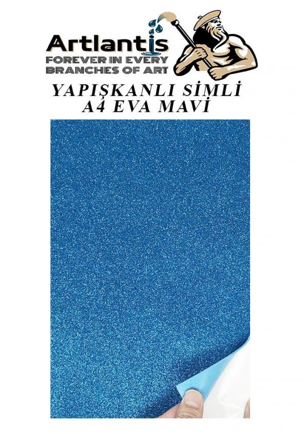 Yapışkanlı Simli Eva Mavi A4 20x30 5 Adet 1 Paket Hobi Okul Öncesi Kreş Anasınıfı Eva Yapışkanlı Simli 20*30 - 2