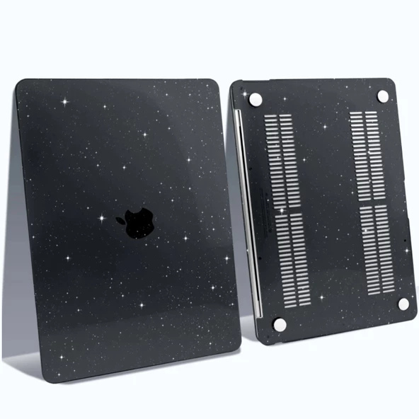 Macbook Pro Kılıf 16inç M1-M2-M3-M4 Simli Kristal Star (Touchbarsız 16.2" Pro) A2485 A2780 A2991 A3403 A3186 ile Uyumlu - 10