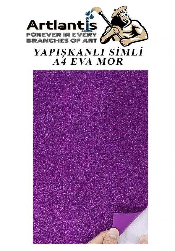 Yapışkanlı Simli Eva Mor A4 20x30 5 Adet 1 Paket Hobi Okul Öncesi Kreş Anasınıfı Eva Yapışkanlı Simli 20*30 - 2