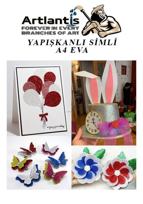 Yapışkanlı Simli Eva Mor A4 20x30 5 Adet 1 Paket Hobi Okul Öncesi Kreş Anasınıfı Eva Yapışkanlı Simli 20*30 - 4