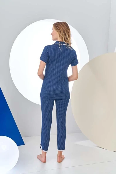 Pjs 24203 Kadın Puanlı Düğmeli Pijama Takım - 4