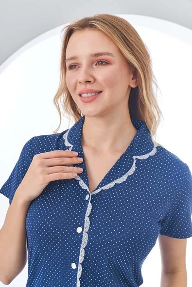 Pjs 24203 Kadın Puanlı Düğmeli Pijama Takım - 3