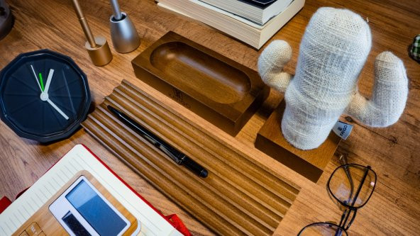 Kayigo Woody Açık Kahverengi Üçlü Ofis Seti - Krem Kaktüs ürün görseli