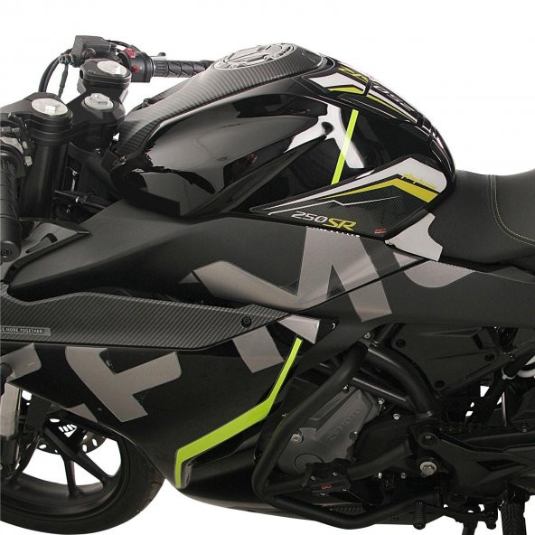 GP Kompozit CF Moto 250 SR 2020-2024 Uyumlu Tank Pad Seti Siyah - Kırmızı - 3