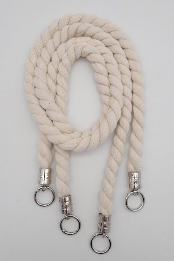 Angel Çanta Aksesuar Pamuklu Halat Model Çift Çanta Sapı Gümüş Metalli ürün görseli 1