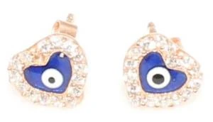 925 Ayar Rose Gümüş Minik Kalp Küpe - Resim 4