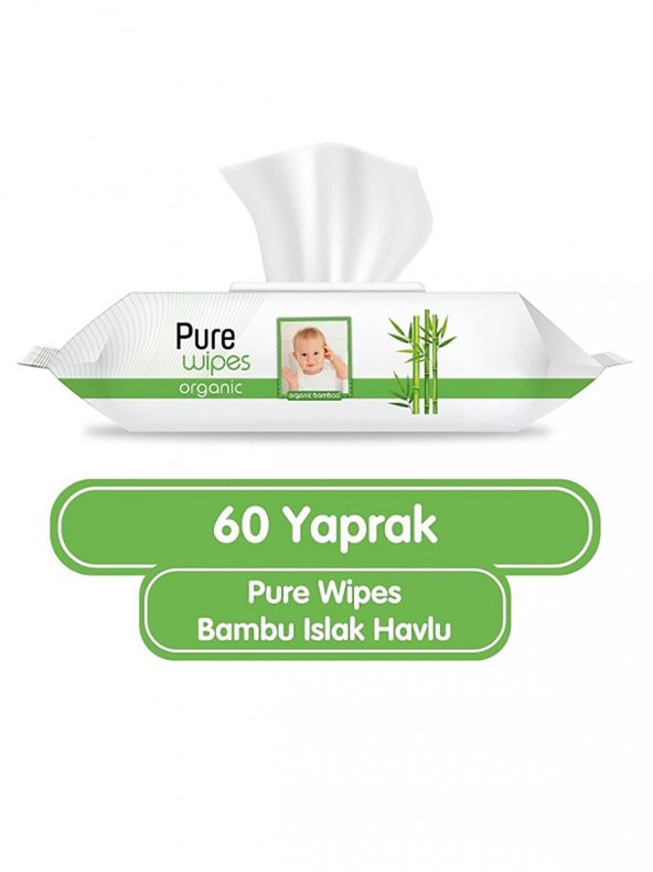 Pure Wipes Organik Bambu Islak Havlu Mendil 60x18 1080 Yaprak