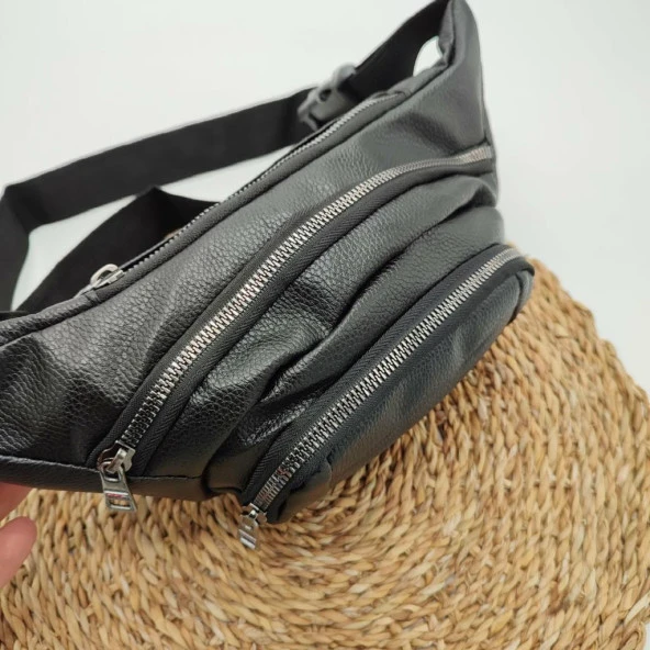 İmitasyon Deri Bel Çantası Siyah Renk - 5