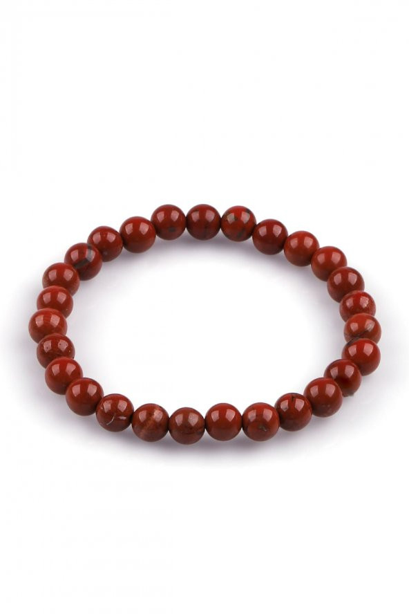 Red Jasper Doğal Taş Bileklik 6mm Küre Kesim - Resim 2