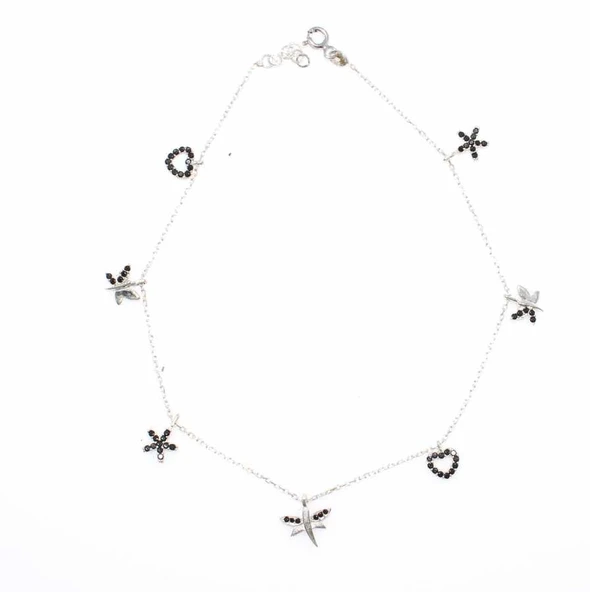 925 Ayar Gümüş Yıldız, Kelebek Kalp Halhal ürün görseli 1