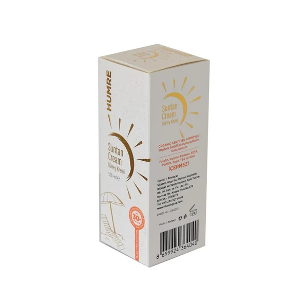 Herbalfarma Humre Güneş Kremi SPF 30+ UVA+UVB Suntan Cream 125ML - 3