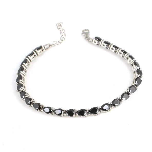 925 Ayar Gümüş Küçük Damla Oniks Taşlı Suyolu Bileklik - Resim 3