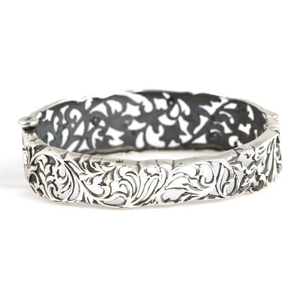 925 Ayar Gümüş Oval Ajurlu Süzme Zirkon Taşlı Bilezik - Resim 3