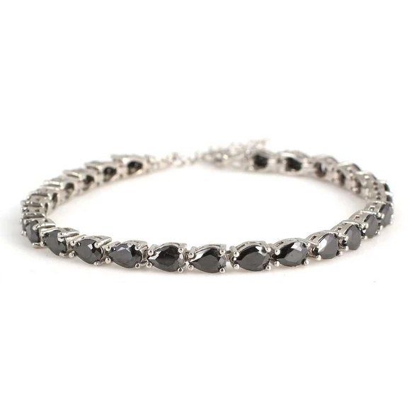 925 Ayar Gümüş Küçük Damla Oniks Taşlı Suyolu Bileklik ürün görseli 1