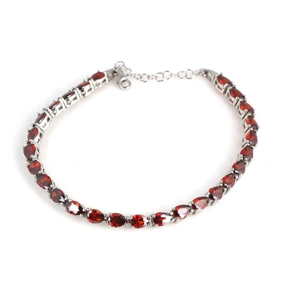 925 Ayar Gümüş Küçük Damla Yakut Taşlı Suyolu Bileklik - Resim 3